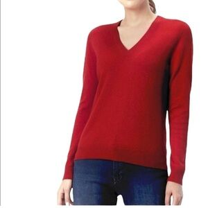 Lord & Taylor Deep Red V-Neck Sweater